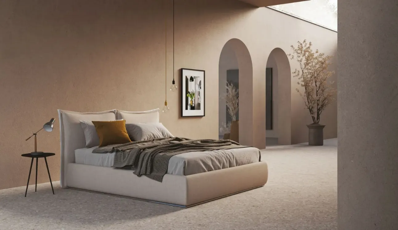 Letto moderno in tessuto con testiera Patricia di Ergogreen