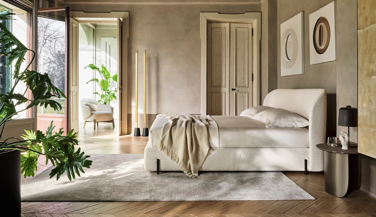 Letto Rendez-Vous in tessuto imbottito di Calligaris