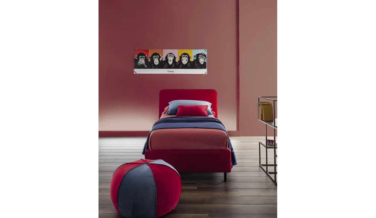 Letto singolo in tessuto con testiera Frick Round di Twils