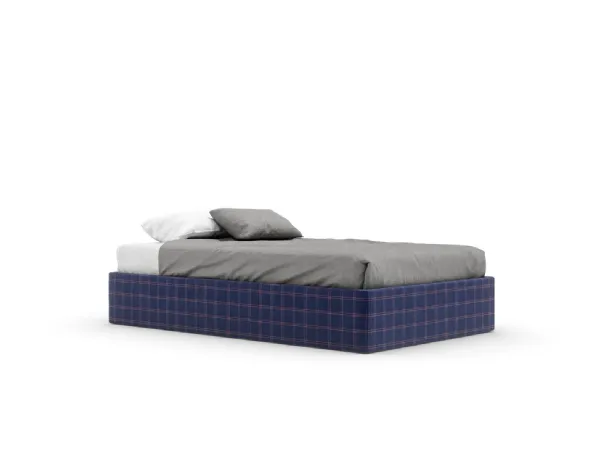 Letto singolo Sommier Skim rivestito con tessuto a quadri di Nidi