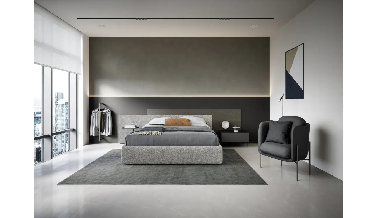 Letto Testiera Time con contenitore di Novamobili