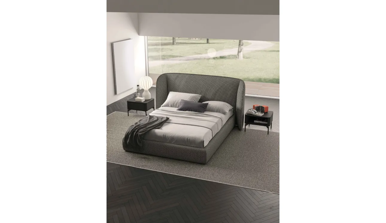 Letto contenitore con testiera avvolgente Tender di Tumidei