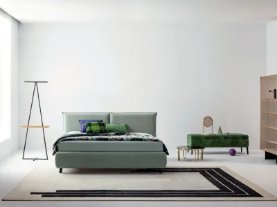 Letto in tessuto imbottito con testiera Philip Basso di Twils
