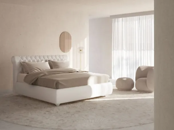 Letto con testiera trapuntata Victoria di Ergogreen