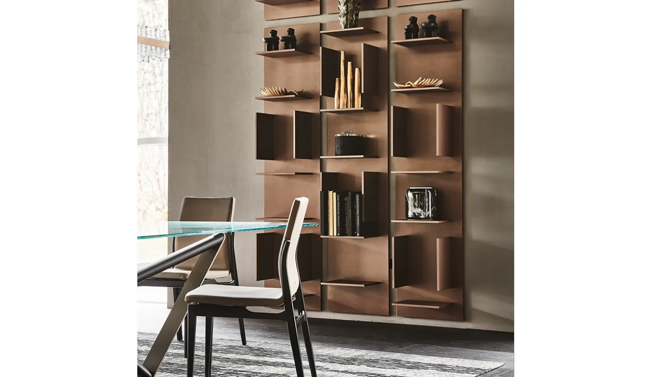 Libreria componibile a muro in legno laccato bianco Fifty di Cattelan Italia