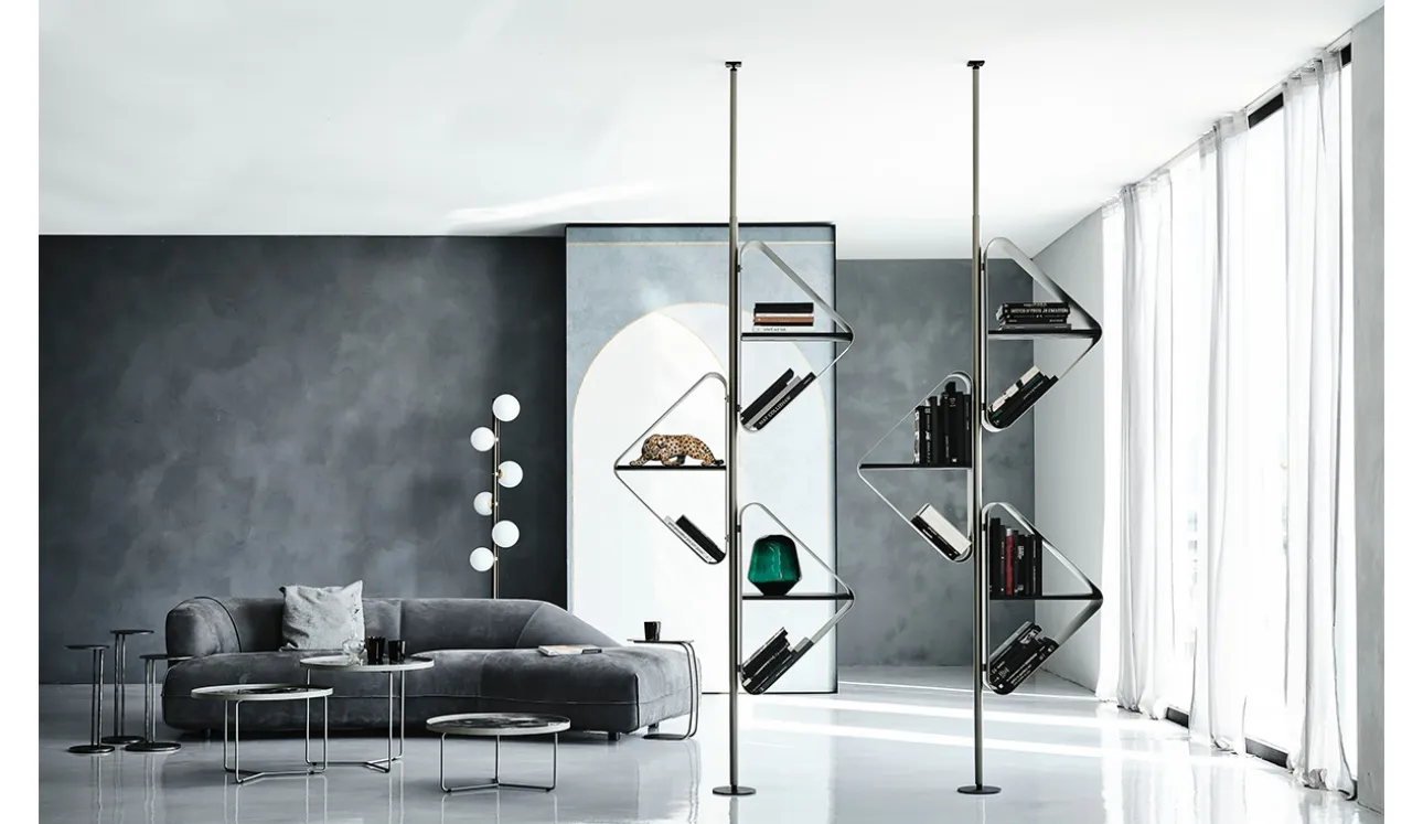 Libreria divisoria  in metallo con ripiani in legno Spinnaker di Cattelan Italia