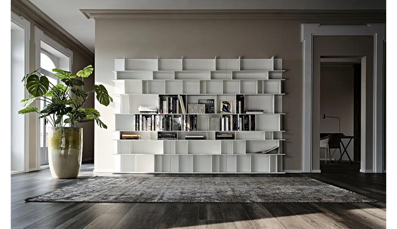 Libreria a muro in MDF laccato bianco Wally di Cattelan Italia