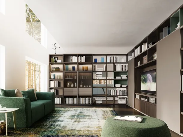 Libreria My Space 5 con vano a scomparsa porta TV di Alf Da Frè