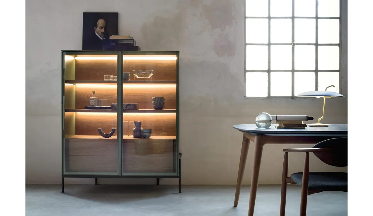 Madia Alta Belt 01 in vetro e legno di Novamobili
