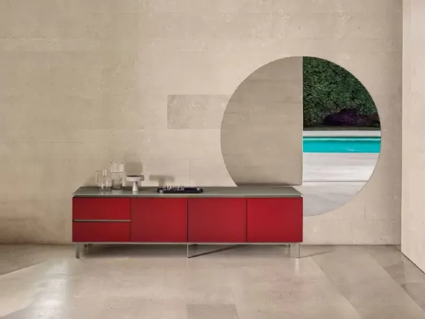 Madia Cosmopolitan in Legno Laccato Rosso di Bontempi