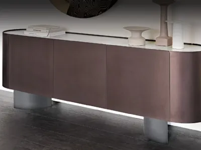 Madia in legno rivestita in metallo verniciato goffrato bronzo Savoy di Cattelan Italia
