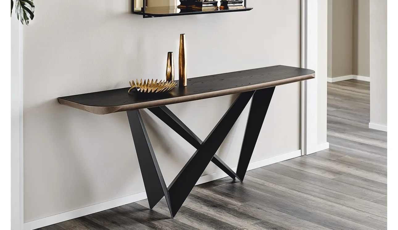 Consolle Westin Wood-C con top in legno e base in acciaio di Cattelan Italia