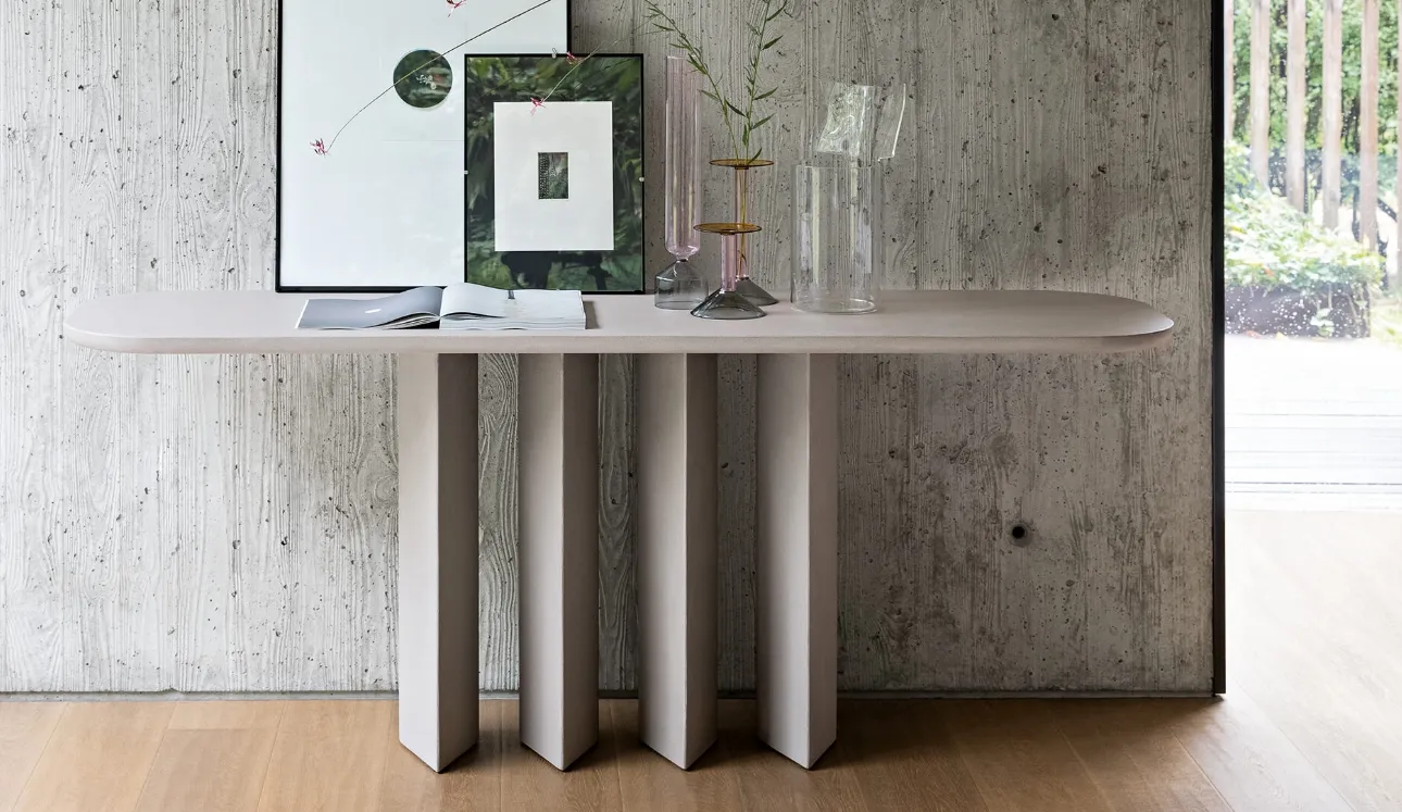Mobile ingresso Geometric Console in finitura argilla di Bonaldo