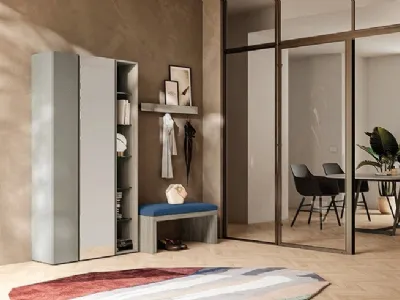 Mobile ingresso in laccato e melaminico con specchiera Sessanta 06 di Birex