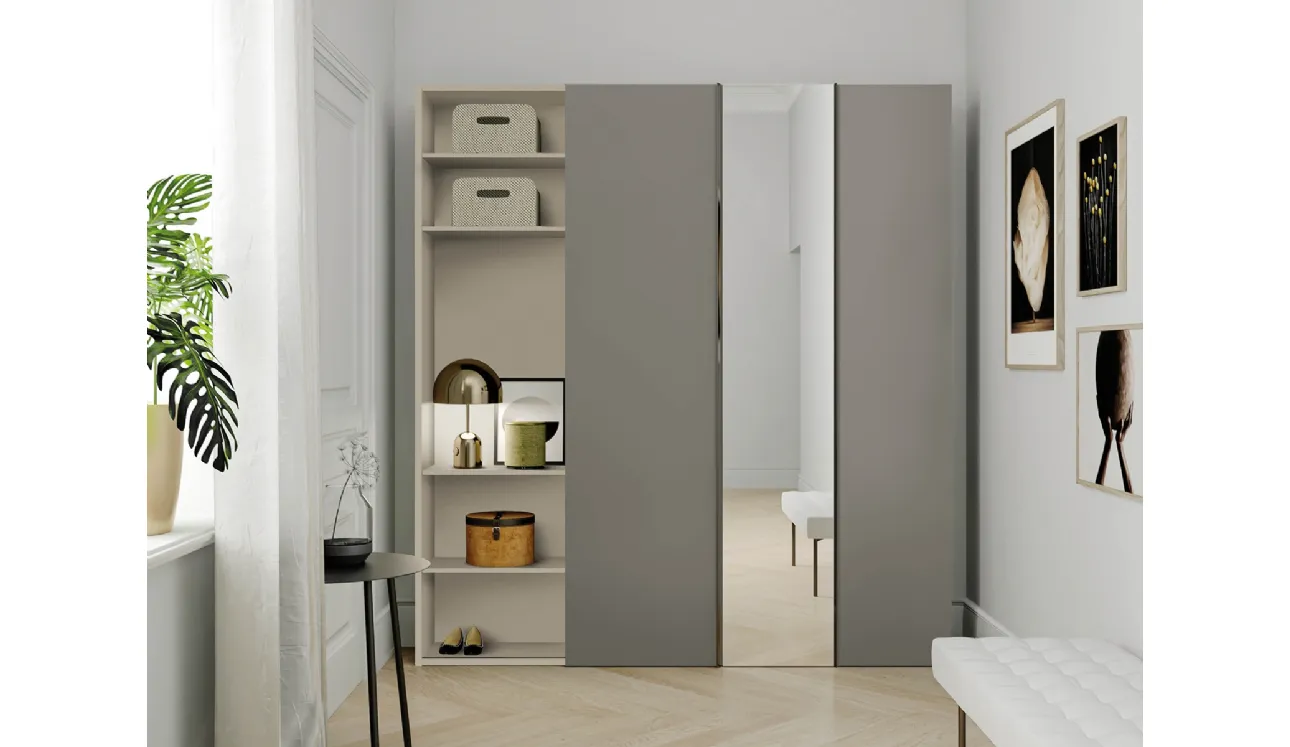 Mobile ingresso Skap composizione 3 in melaminico con anta a specchio di Birex