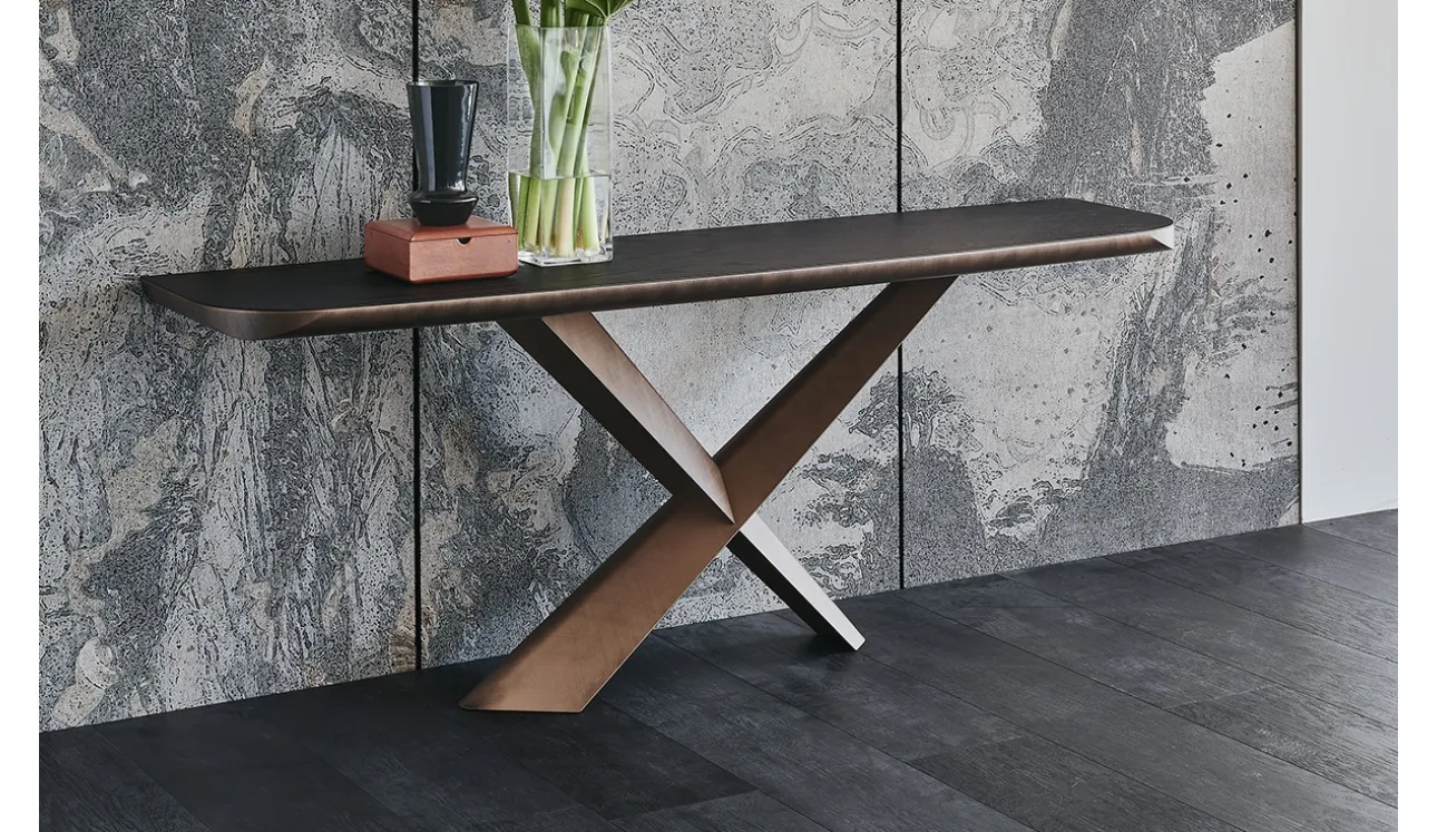 Consolle con piano in legno massello e acciaio Terminal Wood-C di Cattelan Italia