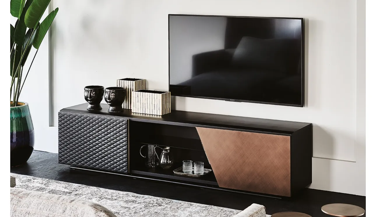 Mobile Porta Tv Aston in legno ed ecopelle di Cattelan Italia