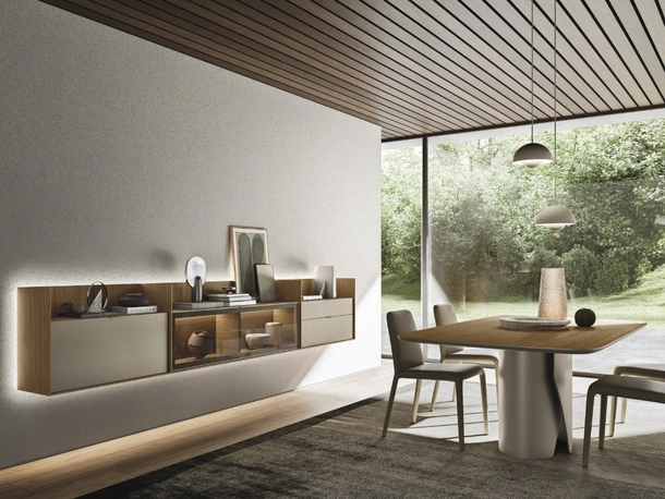 Mobile sospeso Cabaret One 03 in materico e legno di Sangiacomo