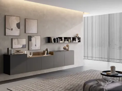 Mobile sospeso Living Time in laccato opaco di Arredo3