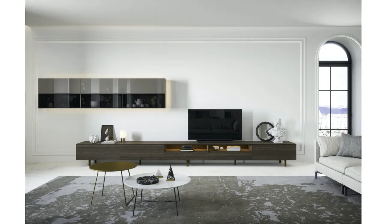 Parete Attrezzata Box 18 Rovere Terra e vetro di Novamobili