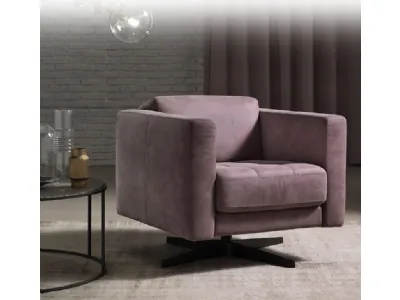 Poltroncina in tessuto imbottito con base in metallo Alfa di Franco Ferri