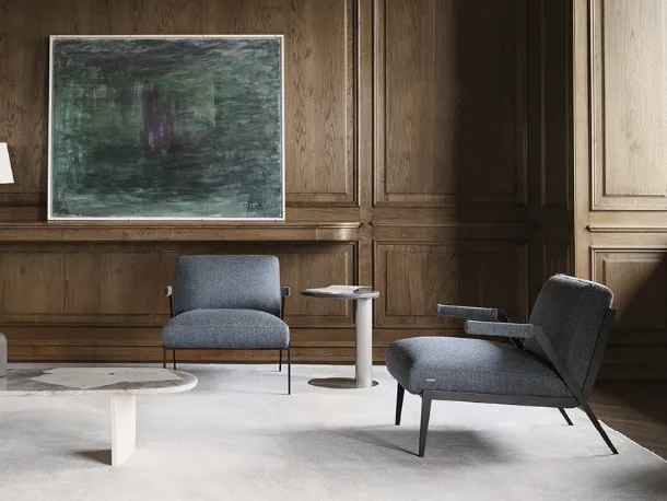 Poltrona di design in tessuto con struttura metallica Lima di Nicoline