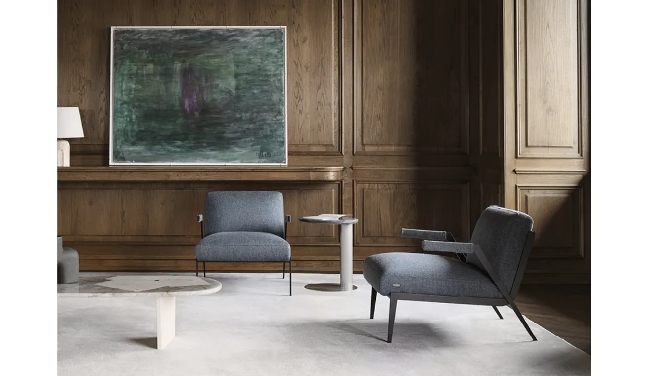 Poltrona di design in tessuto con struttura metallica Lima di Nicoline