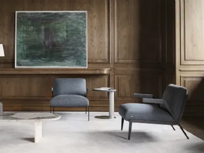 Poltrona di design in tessuto con struttura metallica Lima di Nicoline