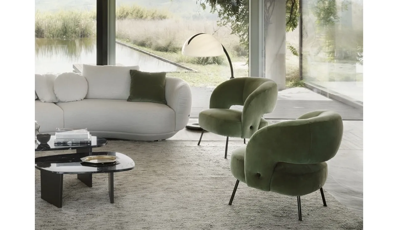 Poltroncina di design in velluto Soufflé di Nicoline