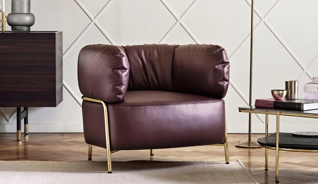 Poltroncina in pelle Quadrotta di Calligaris