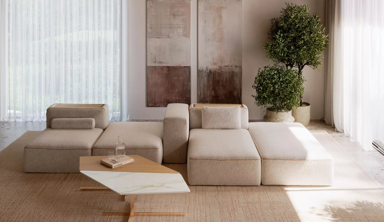 Divano componibile Blake in tessuto di Bontempi