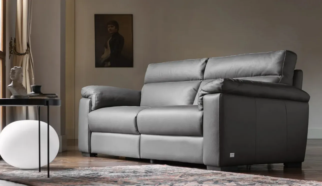 Divano relax lineare in pelle William di Doimo Salotti