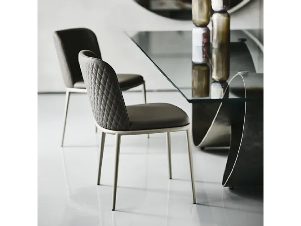 Sedia in pelle con schienale trapuntato Magda ML Couture di Cattelan Italia