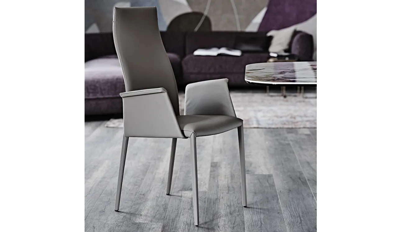Sedia in pelle senza braccioli Norma di Cattelan Italia