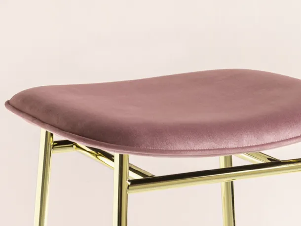 Sgabello in tessuto con struttura in ottone Fifties 02 di Calligaris