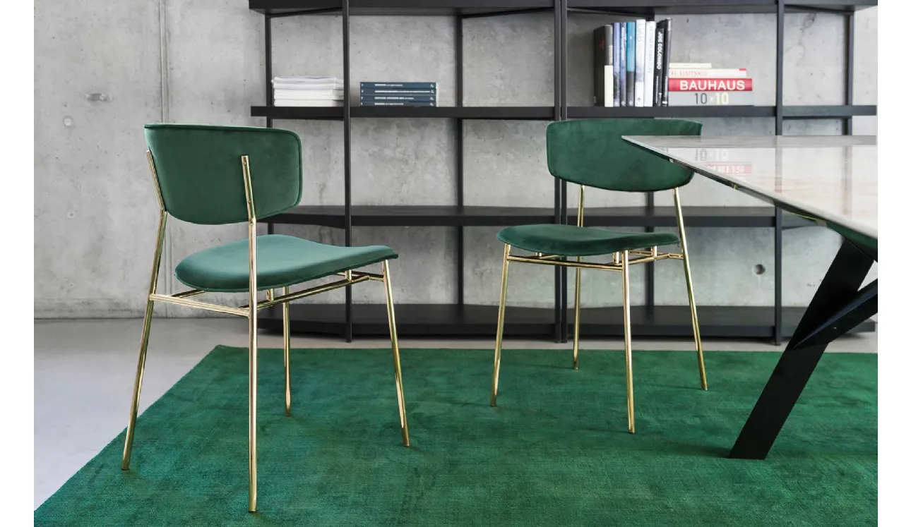 Sedia in tessuto con struttura in ottone lucido Fifties di Calligaris