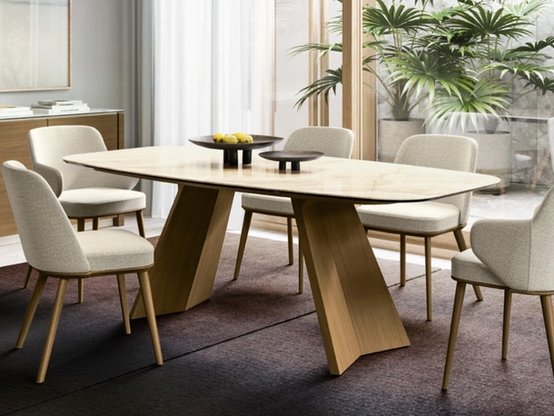 Sedia in tessuto Foyer con gambe in legno di Calligaris
