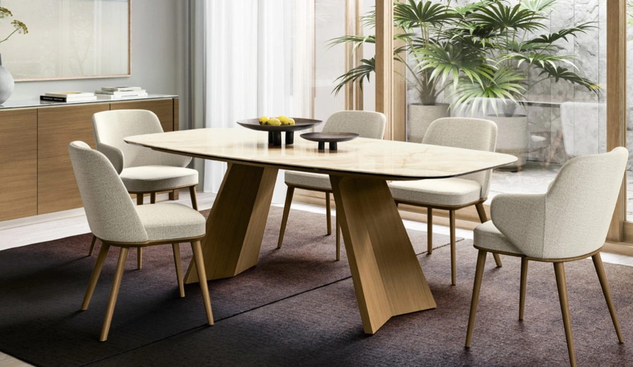 Sedia in tessuto Foyer con gambe in legno di Calligaris