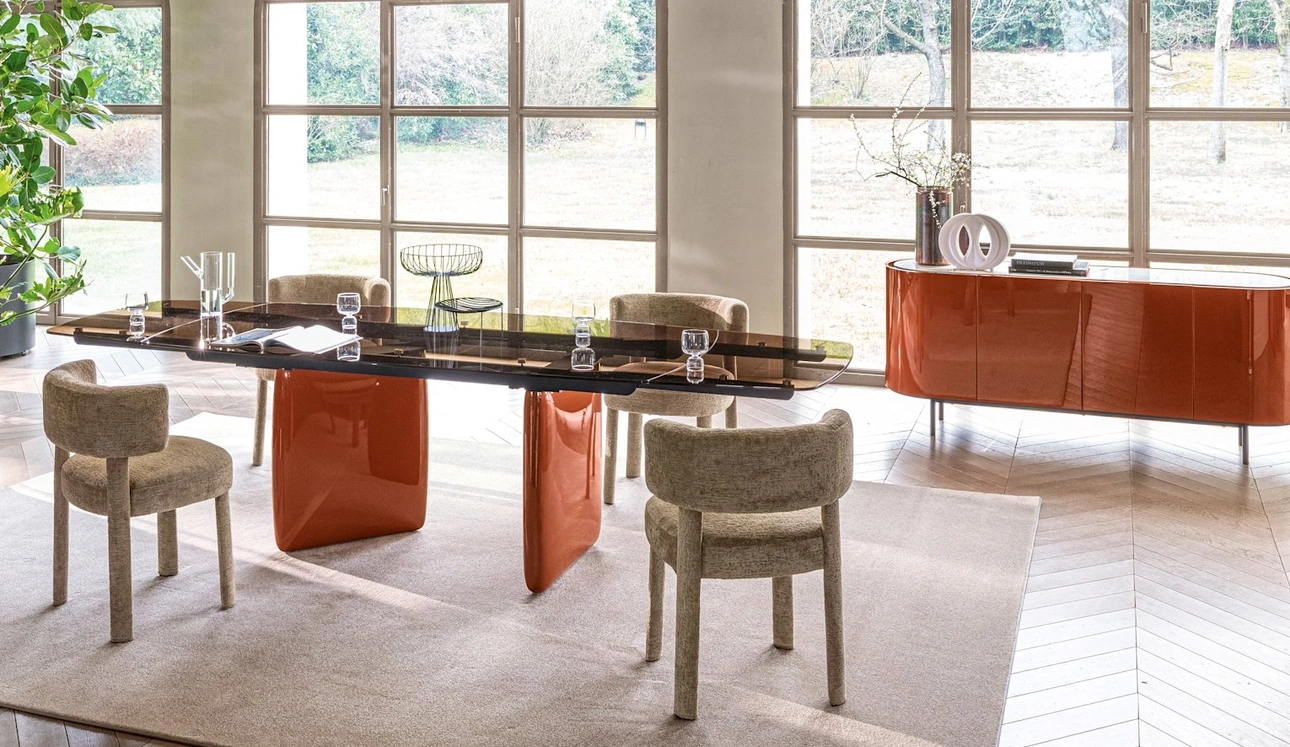 Sedia rivestita in tessuto Glen Soft di Calligaris