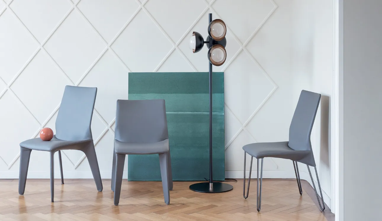 Sedia Heron rivestita in pelle di Bonaldo