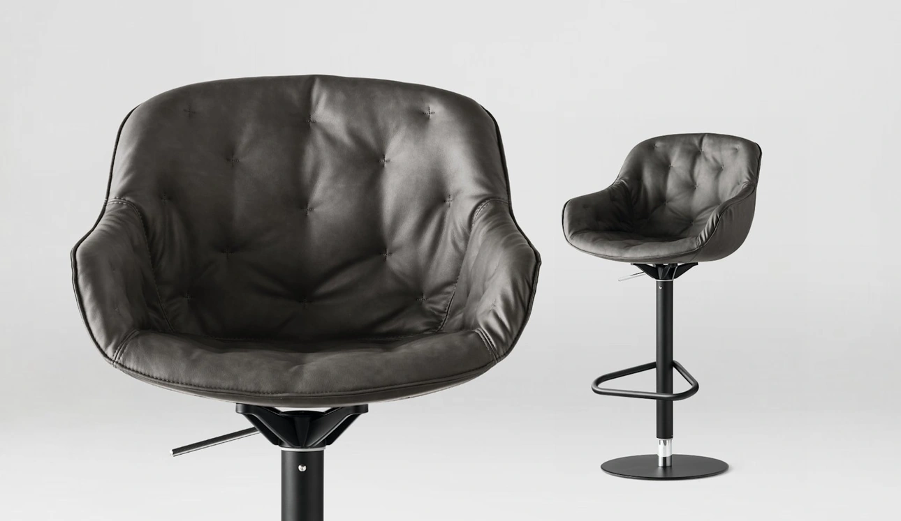 Sgabello in pelle Igloo di Calligaris