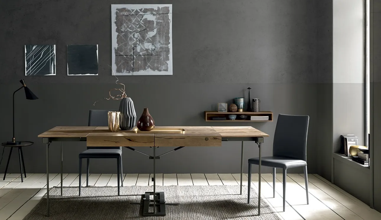 Tavolo Consolle allungabile in Rovere massiccio con struttura in metallo Davinci di Altacom