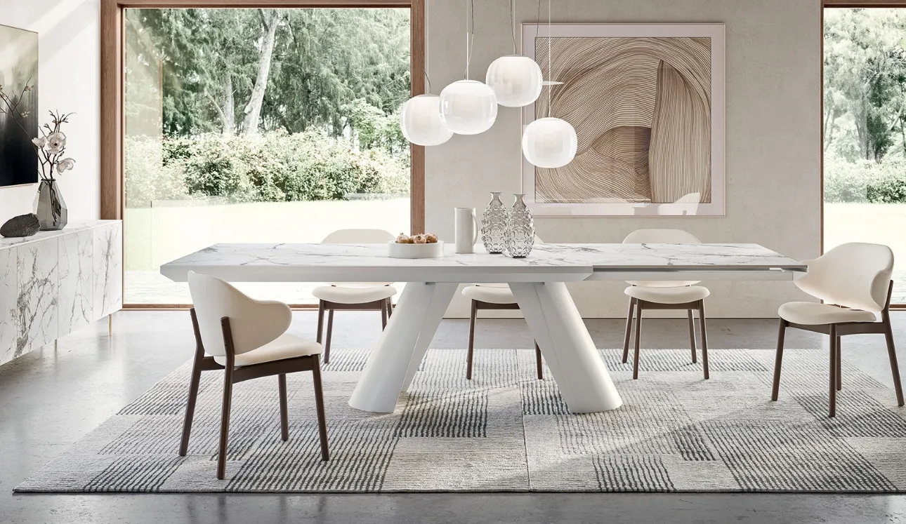 Tavolo allungabile con piano in ceramica effetto marmo Apian Plus di Calligaris