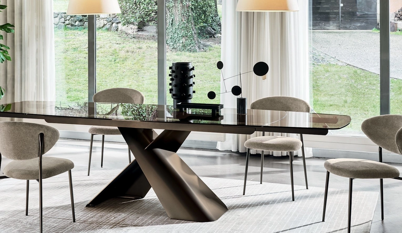 Tavolo allungabile Axiom in vetro di Calligaris