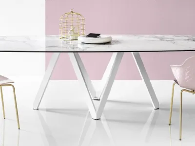 Tavolo Cartesio in accoppiato ceramica e vetro di Calligaris