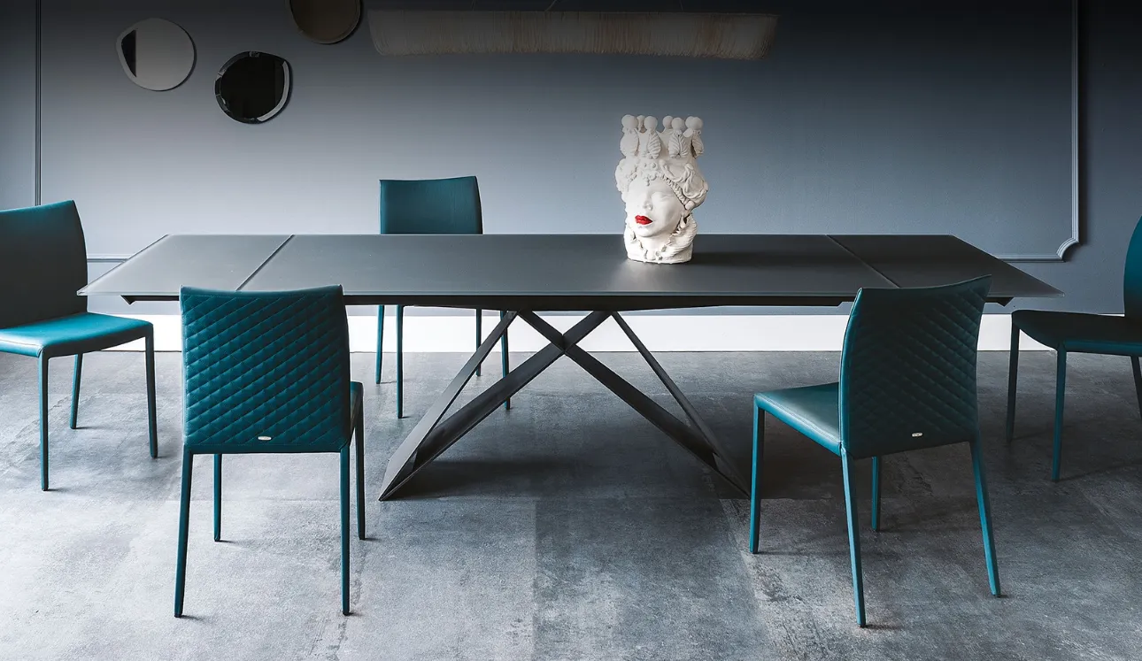 Tavolo allungabile in vetro verniciato graphite Premier Drive di Cattelan Italia