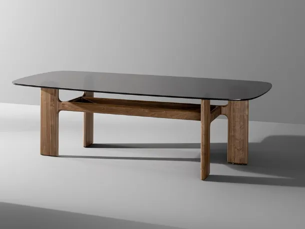Tavolo Hippos con top in vetro di Bonaldo