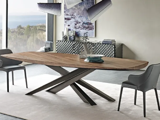 Tavolo rettangolare con piano in legno pregiato Lancer Wood di Cattelan Italia