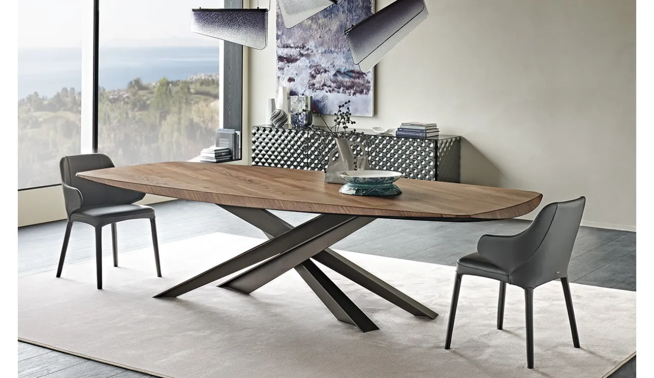 Tavolo rettangolare con piano in legno pregiato Lancer Wood di Cattelan Italia