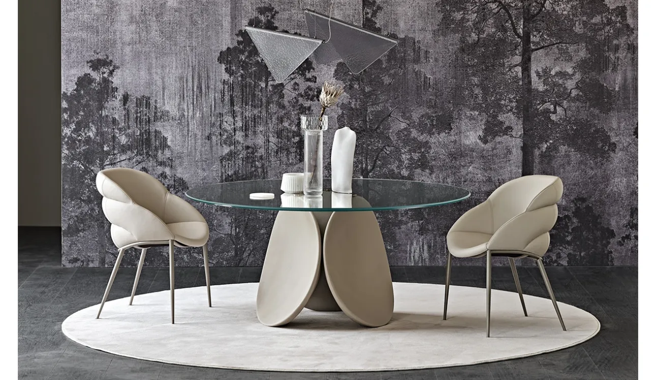 Tavolo scultura rotondo in vetro trasparente Maxim di Cattelan Italia